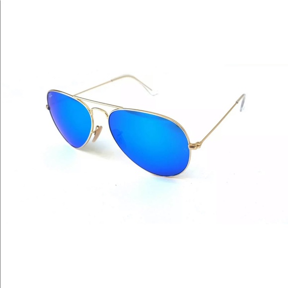 NEW Ray-Ban RB 3025 Aviator Gold Blue Flash 58 mm - Picture 4 of 6